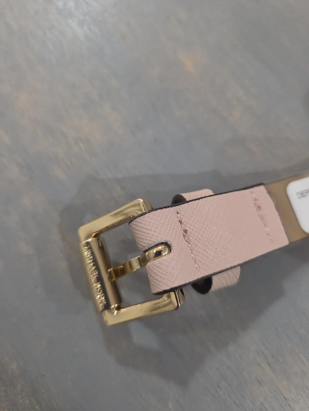 Michael Kors Pale Pink Leather Belt with Gold Buckle